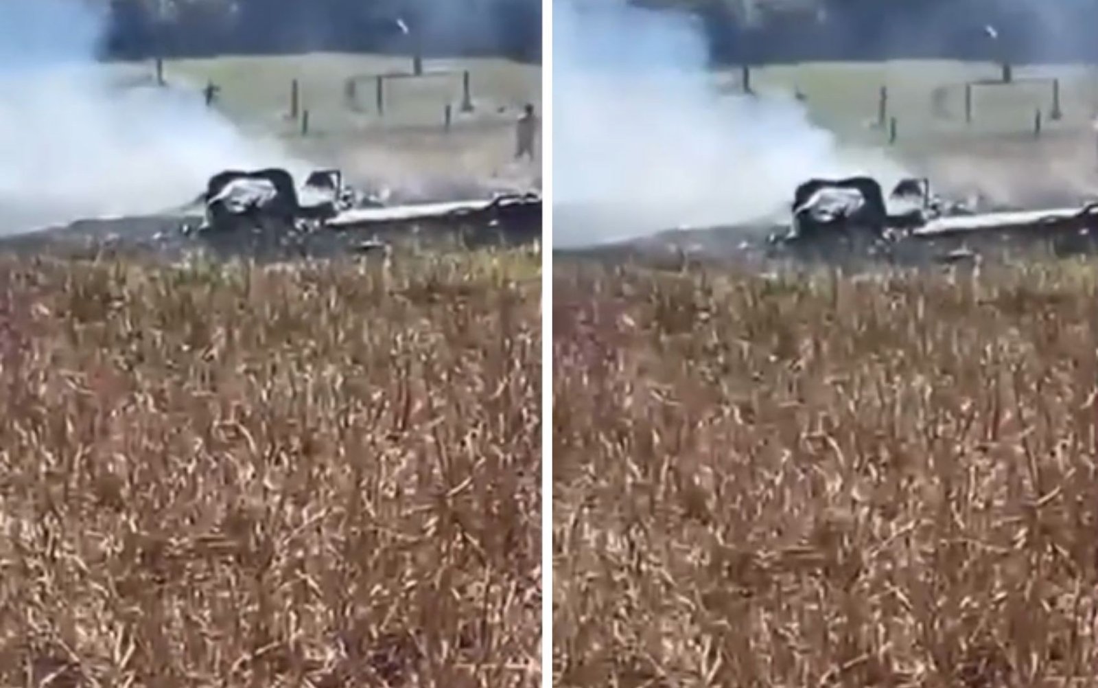Avião de pequeno porte cai e pega fogo em fazenda de Nerópolis, em Goiás - Imagem do artigo