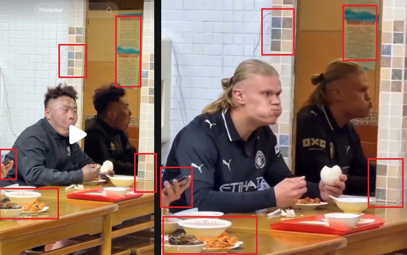 Vídeo que mostra Haaland assustado com próprio reflexo é falso e foi criado com IA - Imagem do artigo