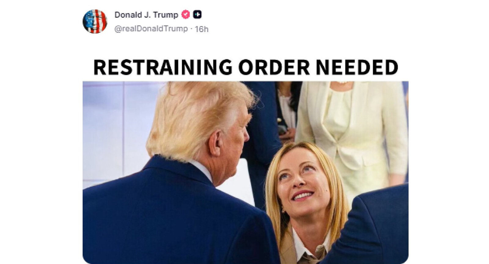 Trump publica nova provocação a Giorgia Meloni; governo italiano evita polêmica - Imagem do artigo