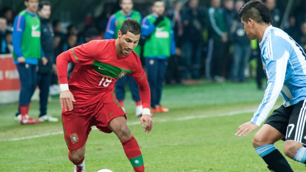 Marcos Rojo em amistoso da seleção argentina contra Portugal em 2011