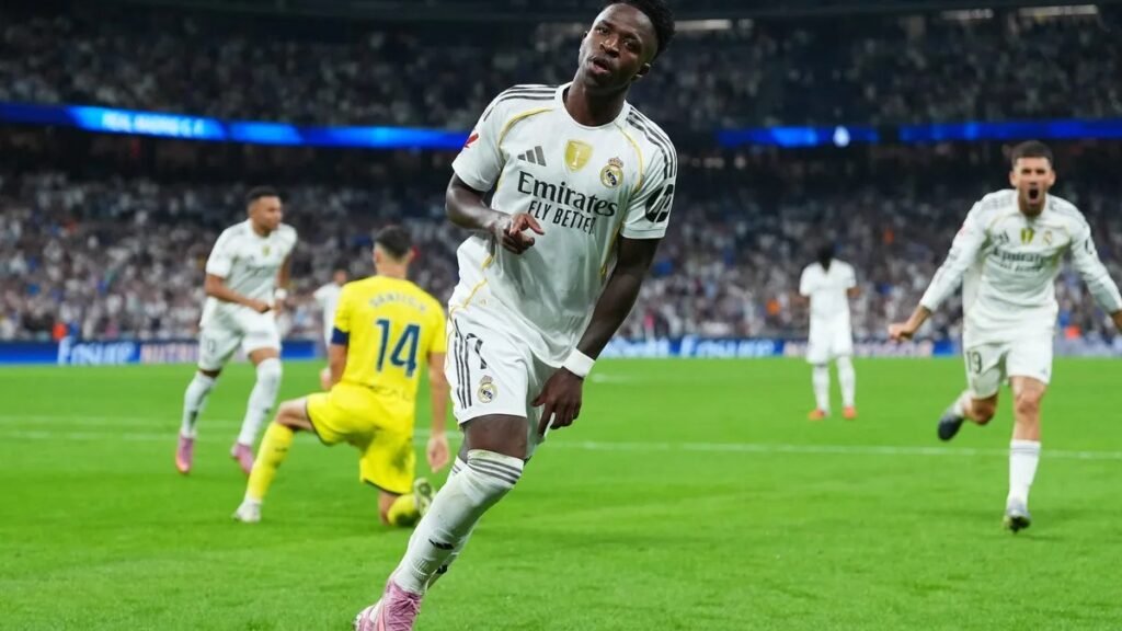 Vini Jr em ação pelo Real Madrid contra o Villarreal